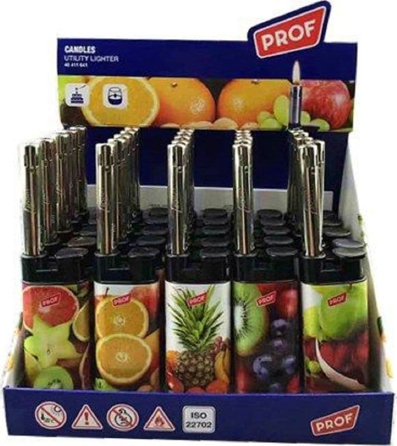 SET 25 PZ ACCENDIGAS ACCENDI GAS A FIAMMA CANNA CORTA MINI PROF FRUITS 40411641 - 2