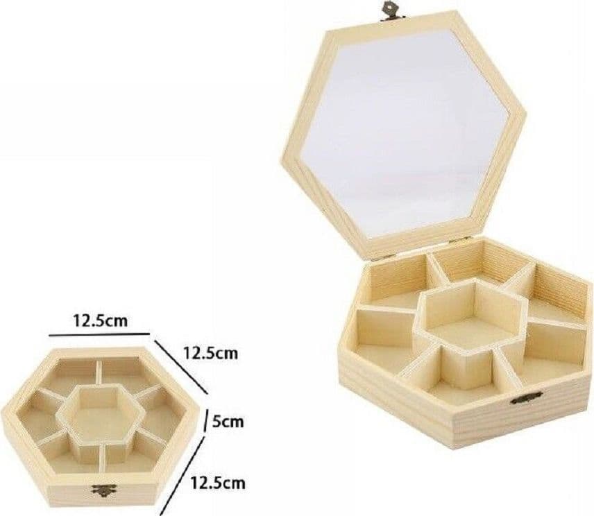 SCATOLA PORTAGIOIE IN LEGNO CON BACHECA 7 POSTI SCOMPARTI VETRINA 74027A LY-1617