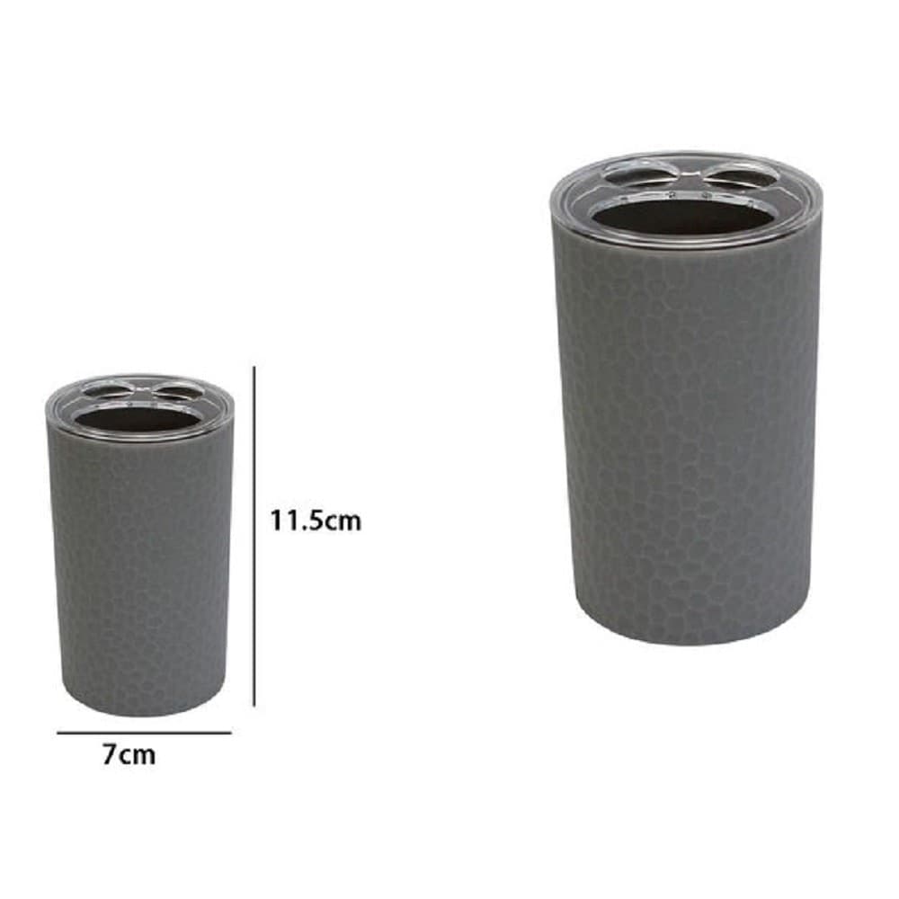 PORTA SPAZZOLINI BICCHIERE ACCESSORIO BAGNO GRIGIO 3 FORI PORTASPAZZOLINI 79798 - 2