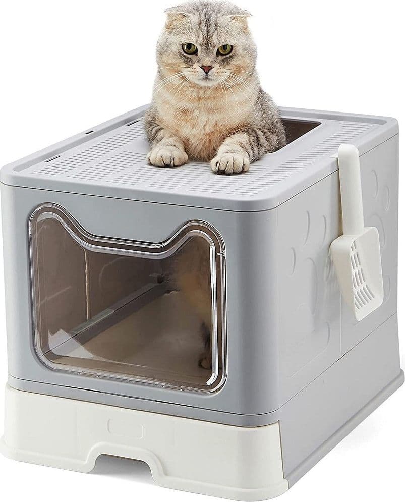 LETTIERA PER GATTI CON INGRESSO DALL'ALTO COPERCHIO TOILETTE PALETTA IN PLASTICA - 22