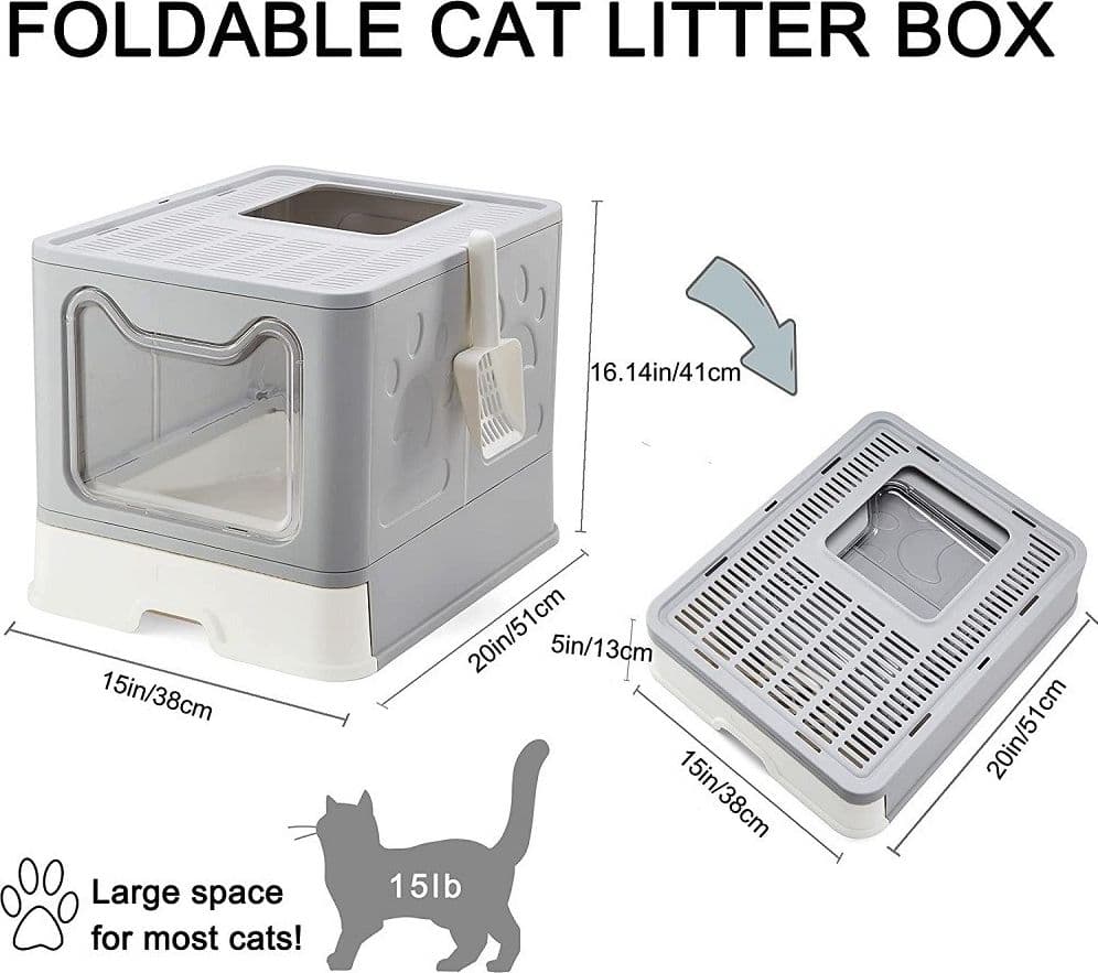 LETTIERA PER GATTI CON INGRESSO DALL'ALTO COPERCHIO TOILETTE PALETTA IN PLASTICA - 25