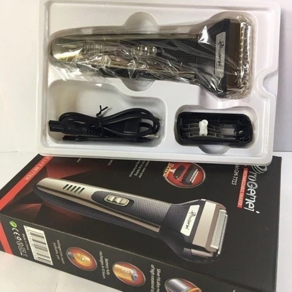 RASOIO ELETTRICO REGOLABARBA RASATURA VISO RIFINITORE BATTERIA SENZA FILI GM7723 - 13