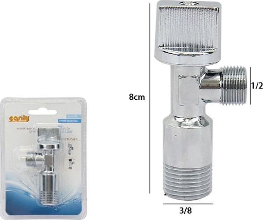 RUBINETTO SOTTOLAVABO CROMATO 3/8 1/2 SOTTO LAVANDINO 8CM CROMO VALVOLA 59986 - 2