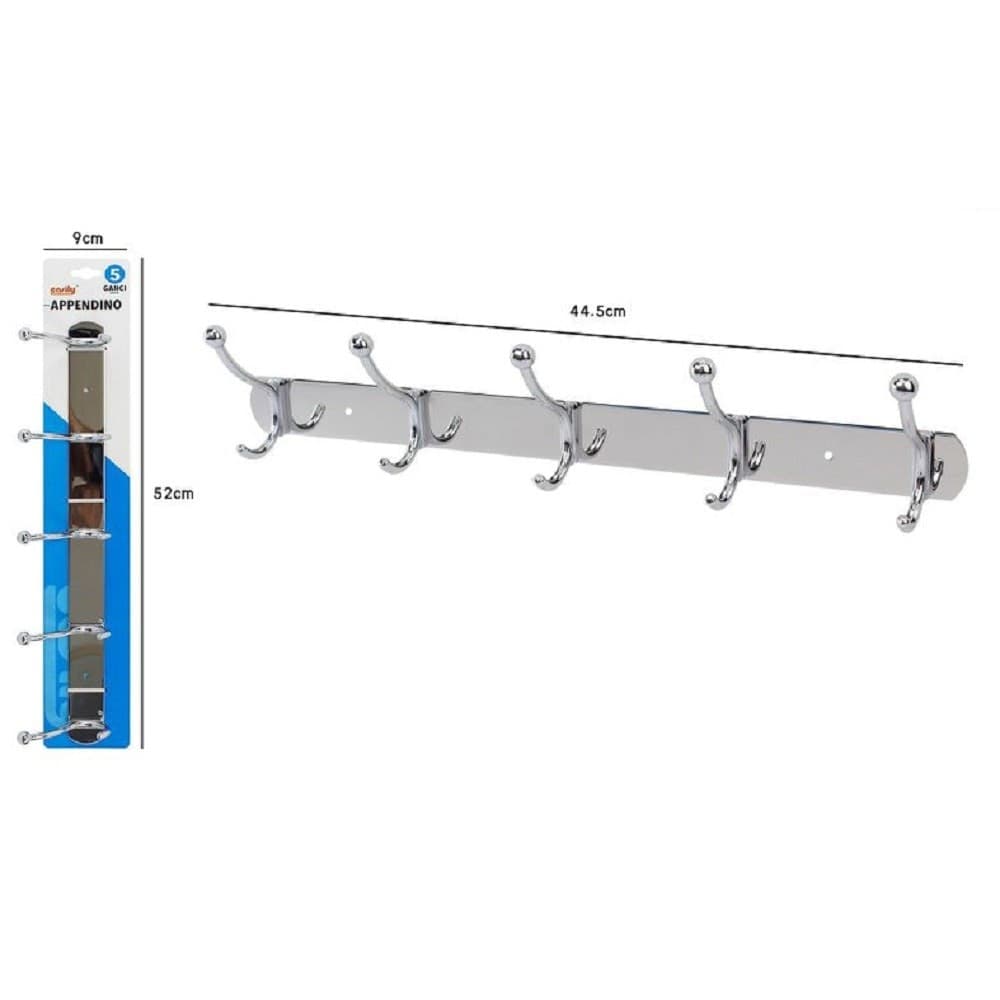 APPENDINO APPENDI ABITI MULTIUSO CON 5 GANCI FINITURA CROMO LUCIDO 44,5CM 52671 - 2