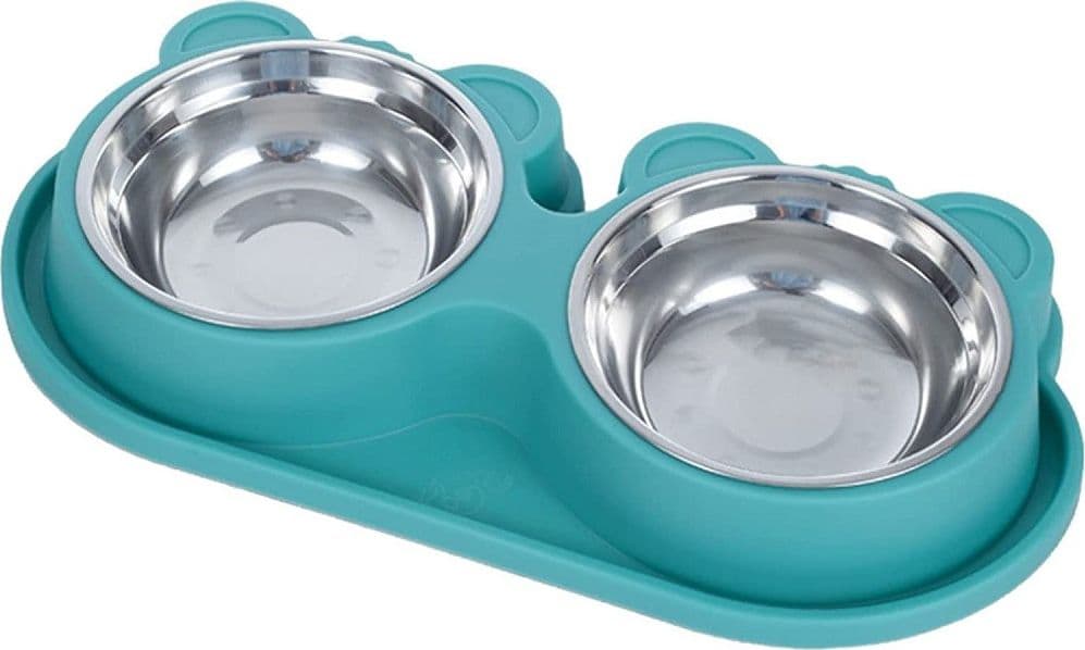 CIOTOLA ALIMENTARE ACCIAIO ANTI PERDITA FONTANA ACQUA DISPENSER CIBO CANI GATTI - 7