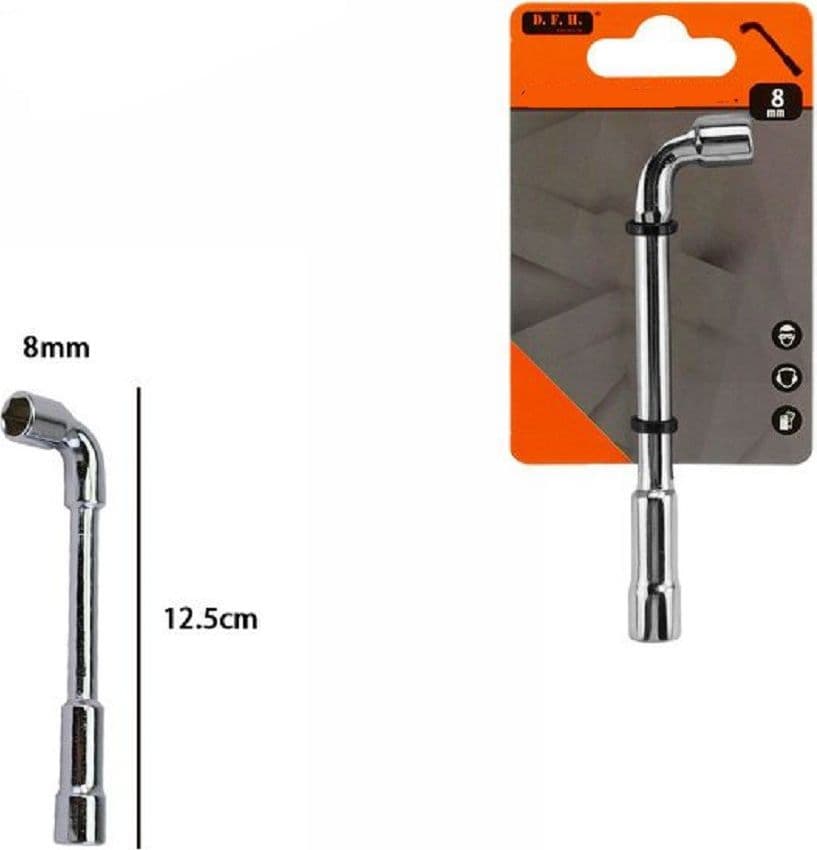 CHIAVE A BUSSOLA A PIPA BOCCA ESAGONALE CROMO VANADIO ACCIAIO DA 8 MM 60229