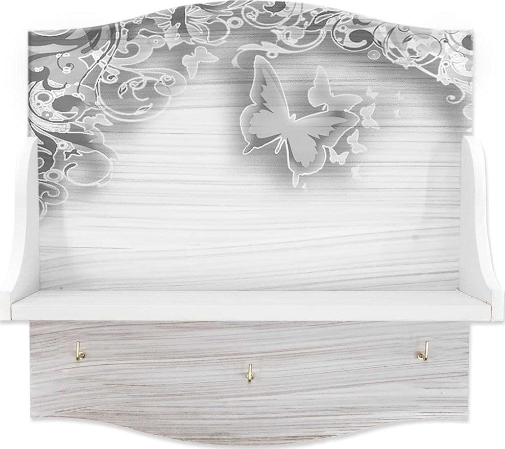 MENSOLA PORTABARATTOLI WHITE BUTTERFLY ORGANIZER UTENSILI CUCINA LEGNO MULTIUSO