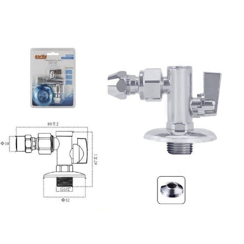 RUBINETTO SOTTOLAVABO A SFERA CON FILTRO SNODO 1/2 3/8 BIDET BAGNO CUCINA 59350 - 2