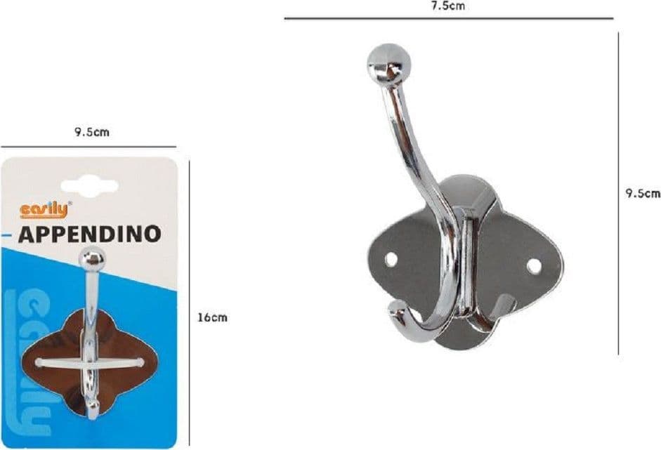APPENDINO APPENDI ABITI MULTIUSO 1 GANCIO FINITURA CROMO LUCIDO 7.5X9.5CM 52669 - 2