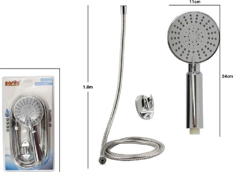 KIT DOCCETTA DOCCINO TONDO SOFFIONE DOCCIA CON LACCIO 1,8 MT STAFFA BAGNO 69071 - 2