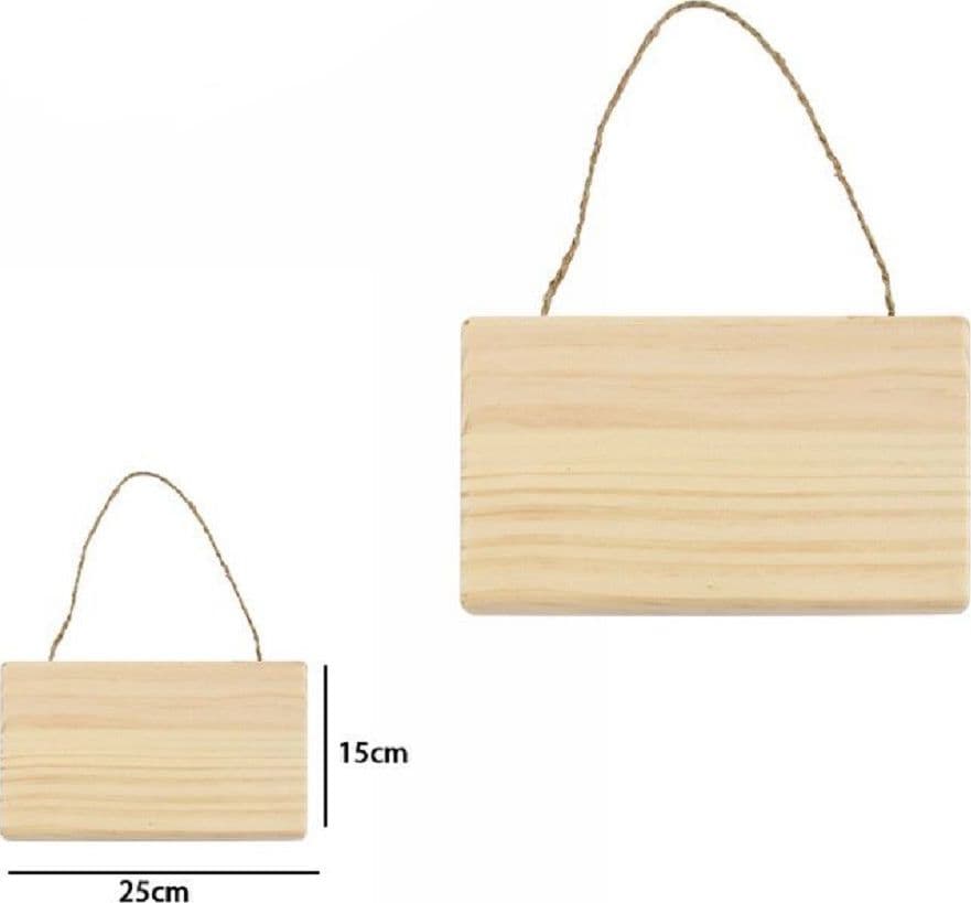DECORAZIONE IN LEGNO RETTANGOLARE DA APPENDERE CON CORDA INSEGNA 25X15 CM 74204A