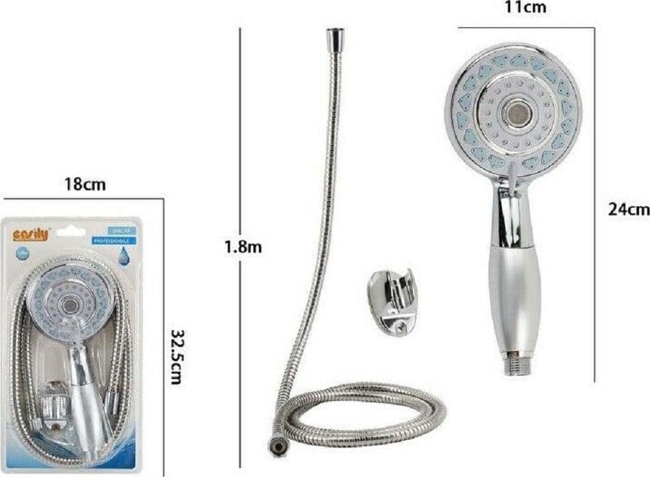 KIT DOCCETTA TONDA DOCCINO SOFFIONE DOCCIA CON LACCIO 1,8MT STAFFA 59219 BAGNO - 2
