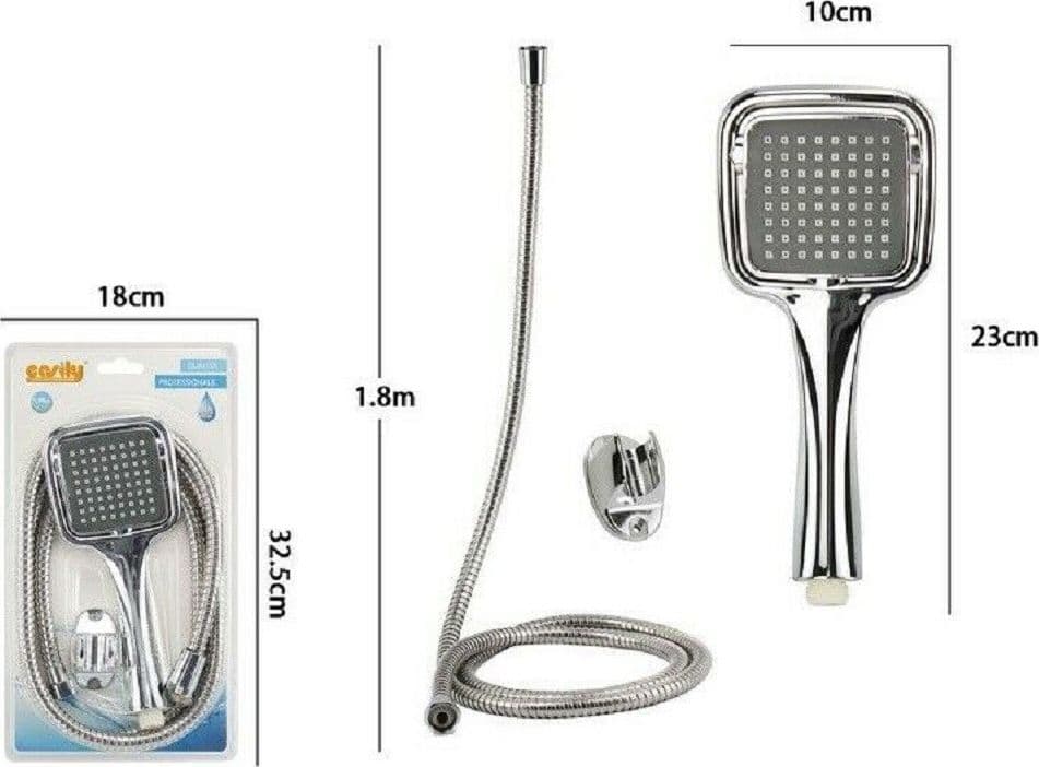KIT DOCCETTA DOCCINO SOFFIONE DOCCIA BAGNO LACCIO 1,8 MT STAFFA 59171 QUADRATA - 2