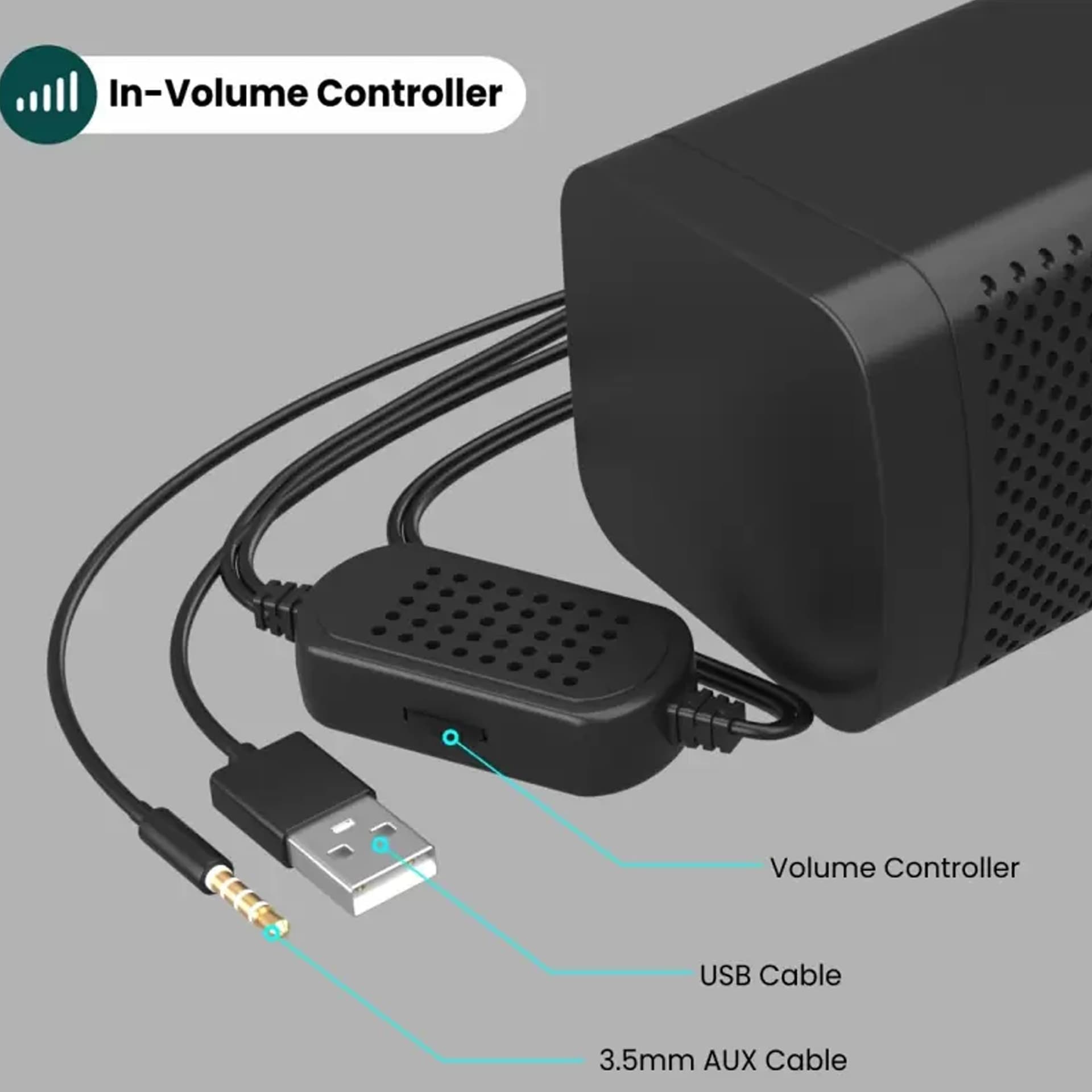 CASSE AUDIO SOUNDBAR AUX USB SPEAKER ALTOPARLANTI CON LUCE RGB PER PC NOTEBOOK - 4