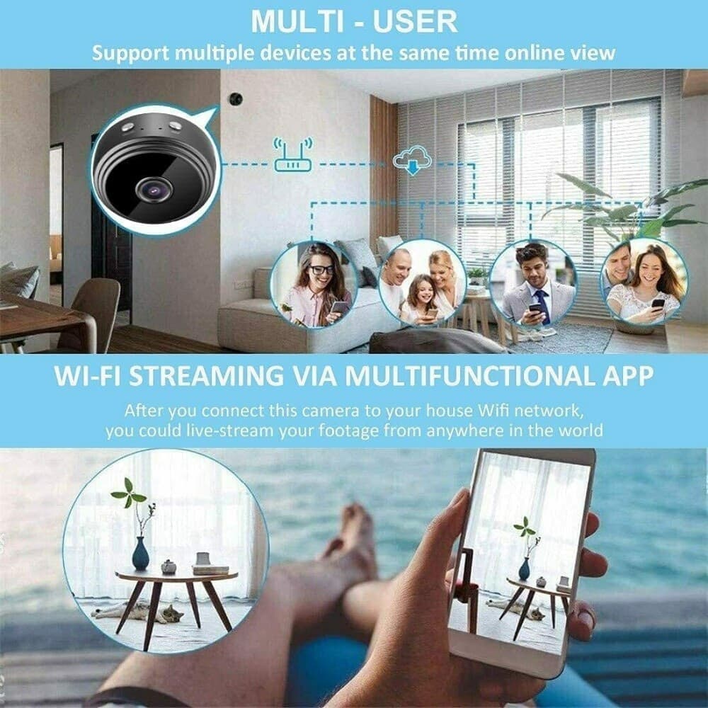 MICRO CAMERA 1080P HD WIFI MINI IP TELECAMERA NASCOSTA VIDEOCAMERA MAGNETICA A9 - 10