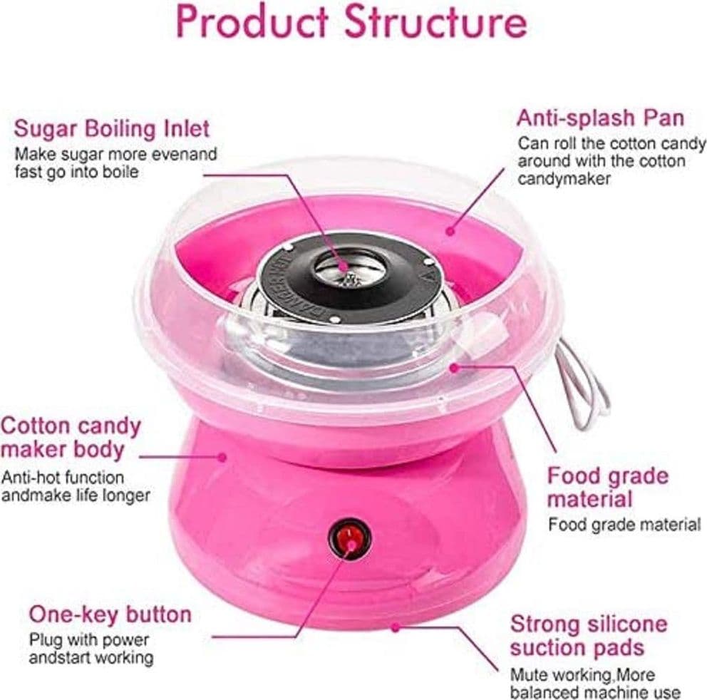 MACCHINA PER ZUCCHERO FILATO COTTON CANDY MAKER FAI DA TE CARAMELLE MARSHMALLOW - 7