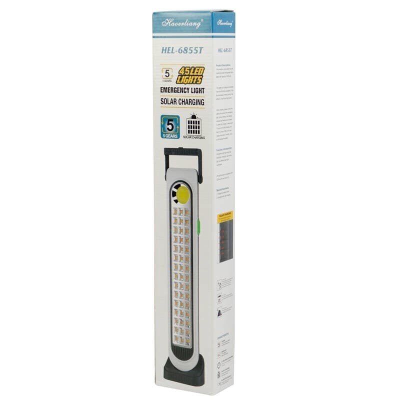 TORCIA LAMPADA DI EMERGENZA CON PANNELLO SOLARE 45LED LUCE BIANCA RICARICABILE - 11