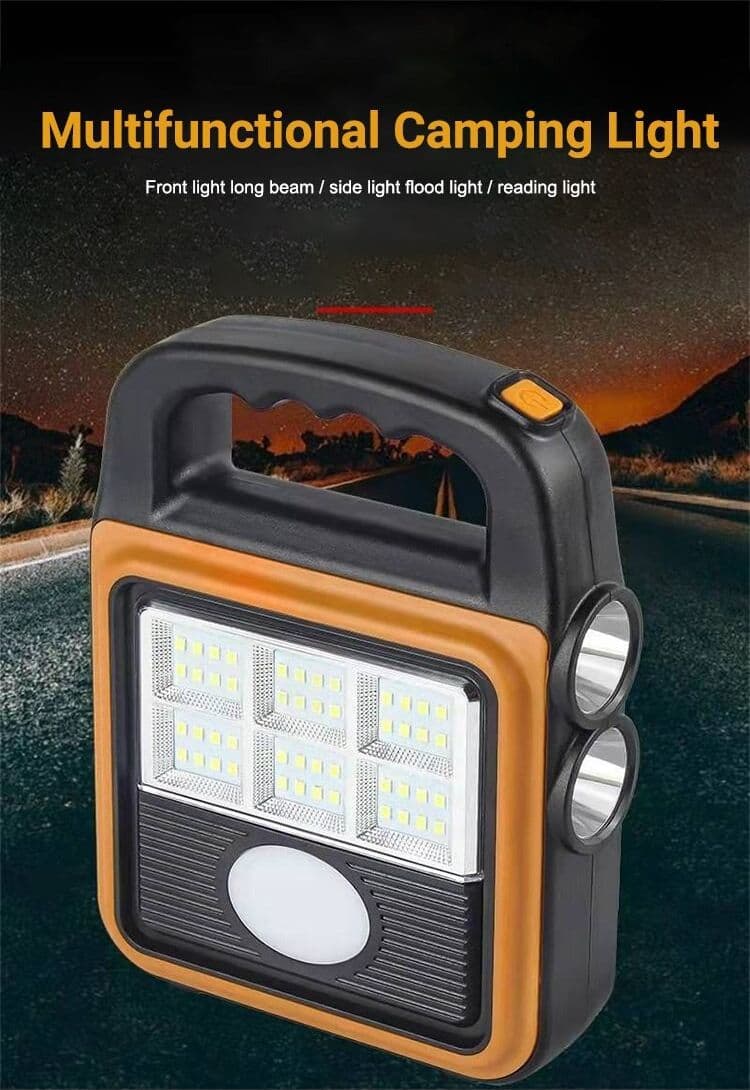 TORCIA SOLARE PORTATILE MULTIFUNZIONE RICARICABILE LANTERNA DA CAMPEGGIO IP65 - 7