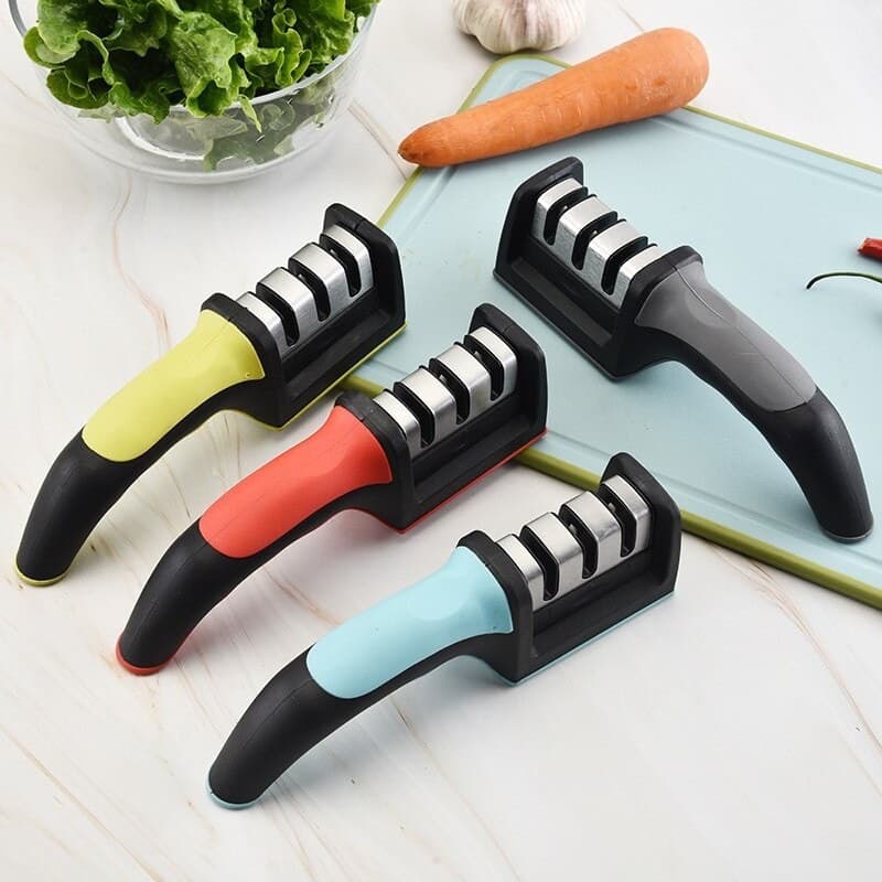 AFFILACOLTELLI IN PLASTICA E ACCIAIO INOX PER AFFILARE LAME FORBICI E COLTELLI - 5