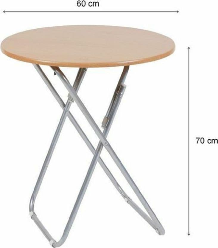 TAVOLO TAVOLINO PIEGHEVOLE IN LEGNO STRUTTURA METALLO ROTONDO 60 X 70 CM 117940