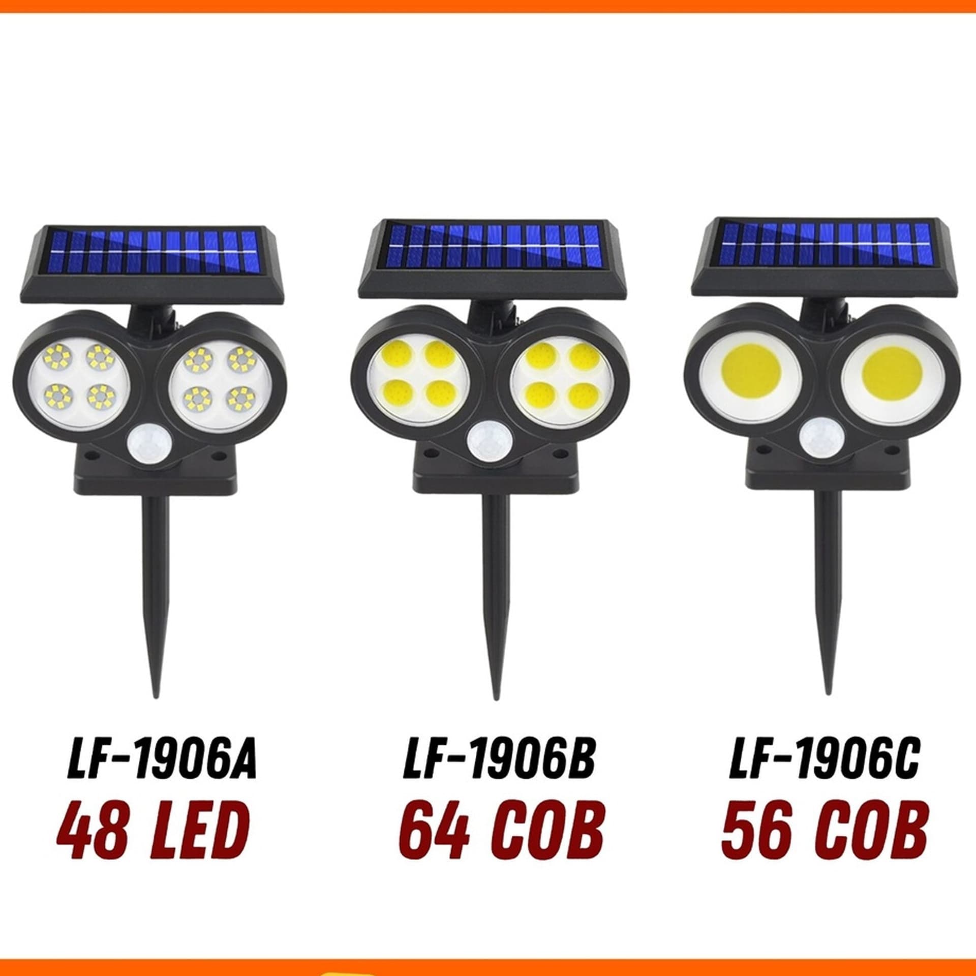FARETTO SOLARE DA ESTERNO A LED COB LAMPADA DA PARETE APPLIQUE IMPERMEABILE IP65 - 8