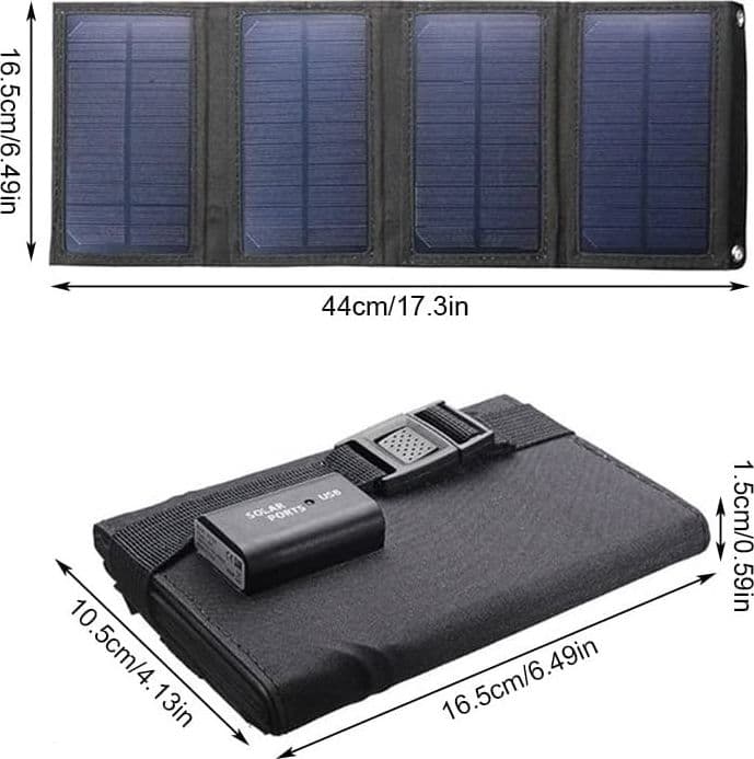 PANNELLO SOLARE PIEGHEVOLE 20W CARICABATTERIE TELEFONO CAMPEGGIO TREKKING USB 5V - 11