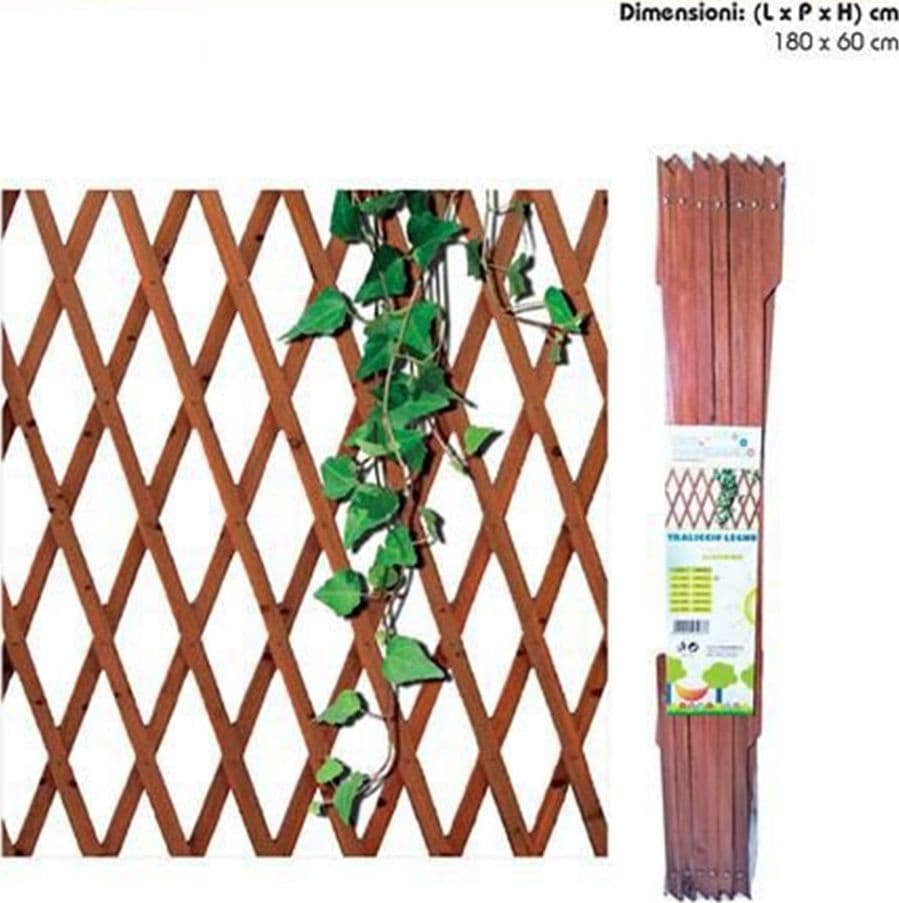 TRALICCIO RETE ESTENSIBILE IN LEGNO SCURO PER PARETE DA GIARDINO PIANTE 180X60cm 243050 - 4