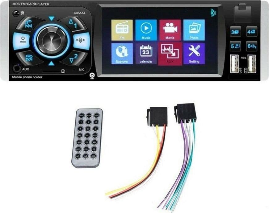AUTORADIO 1 DIN DISPLAY TFT 4.1" STEREO 45WX4 BLUETOOTH USB AUX MP3 MEDIA 4051AI - 2