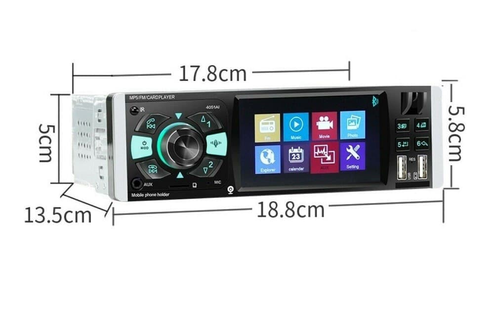AUTORADIO 1 DIN DISPLAY TFT 4.1" STEREO 45WX4 BLUETOOTH USB AUX MP3 MEDIA 4051AI - 3