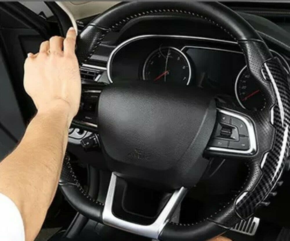 SET 2 COPRIVOLANTE AUTO SPORTIVO UNIVERSALE IN FIBRA ABS COPERTURA ANTI SCIVOLO - 4