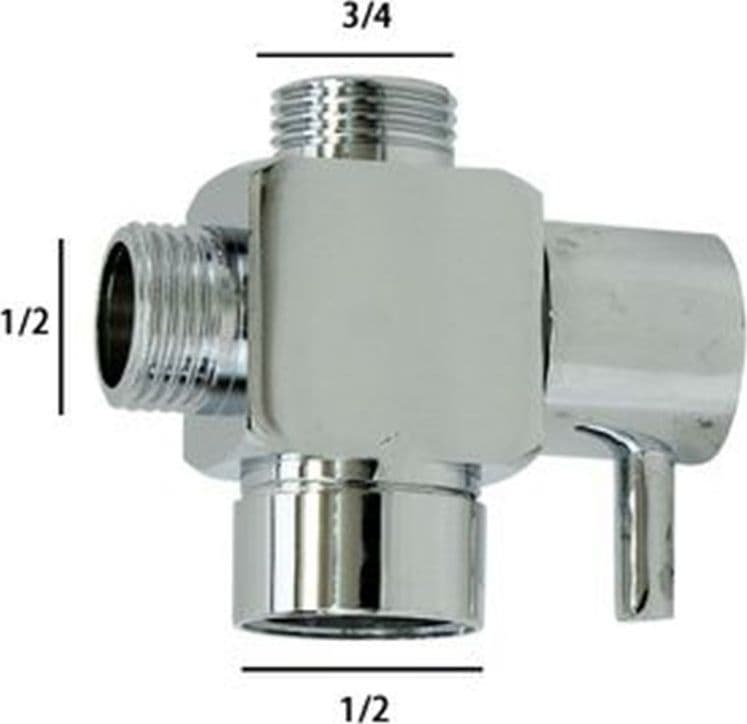 VALVOLA DEVIATRICE DEVIATORE 3 VIE RUBINETTO RICAMBIO DOCCIA 1/2" 3/4" ART.79353 - 3