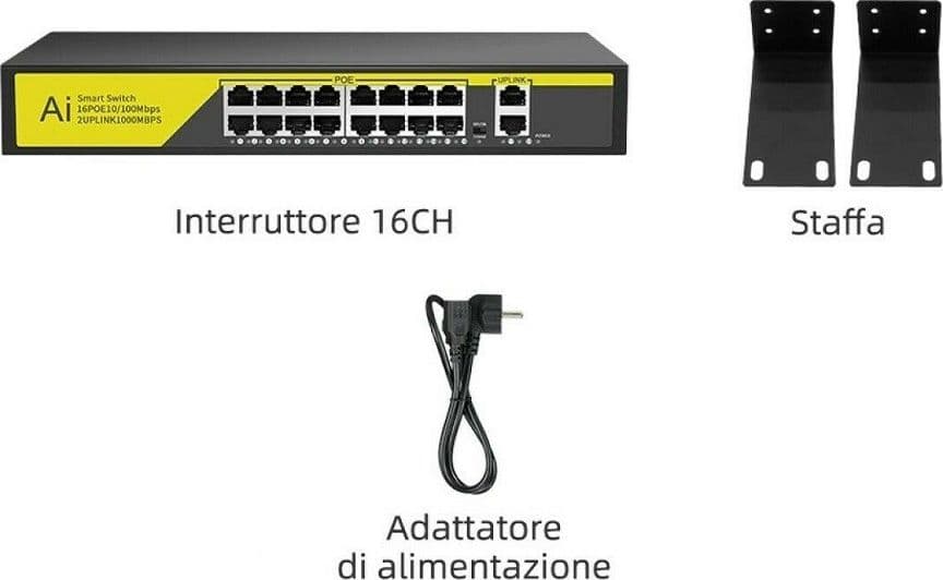 SWITCH DI RETE POE ETHERNET 16 PORTE 2FE RJ45 10/100MBPS SFP 1000MBPS POE316GM - 3