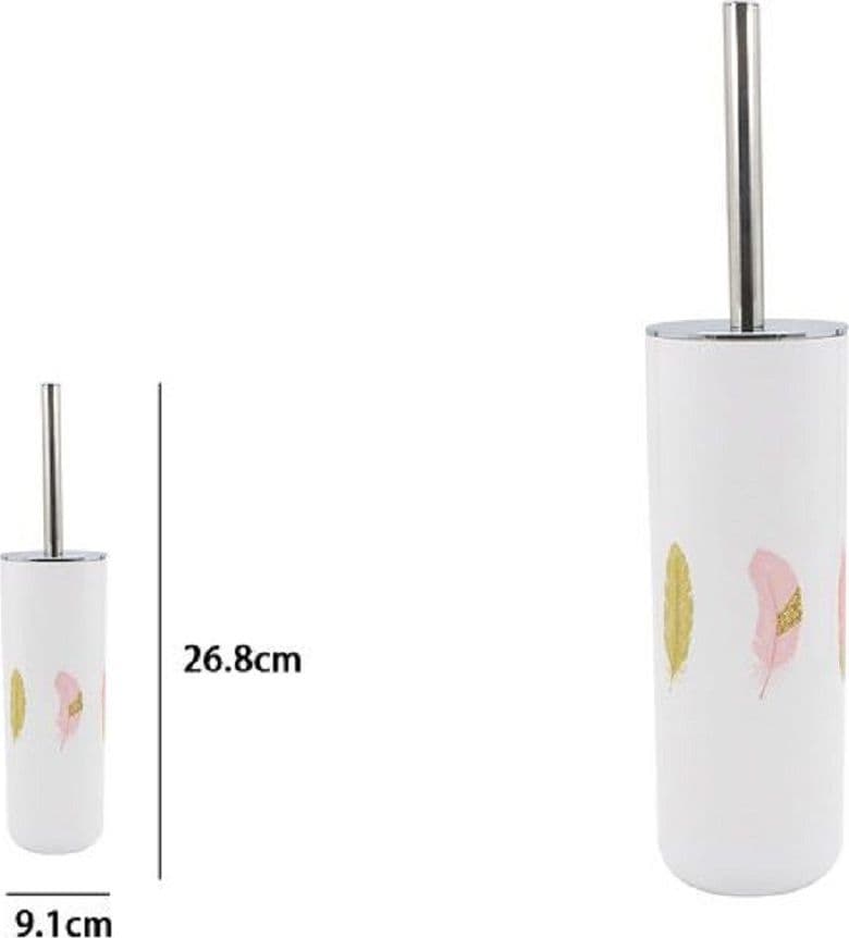 PORTASCOPINO IN PLASTICA BIANCO PIUME 9.1X26.8CM SCOPINO BAGNO WC TOILETTE 69802 - 2