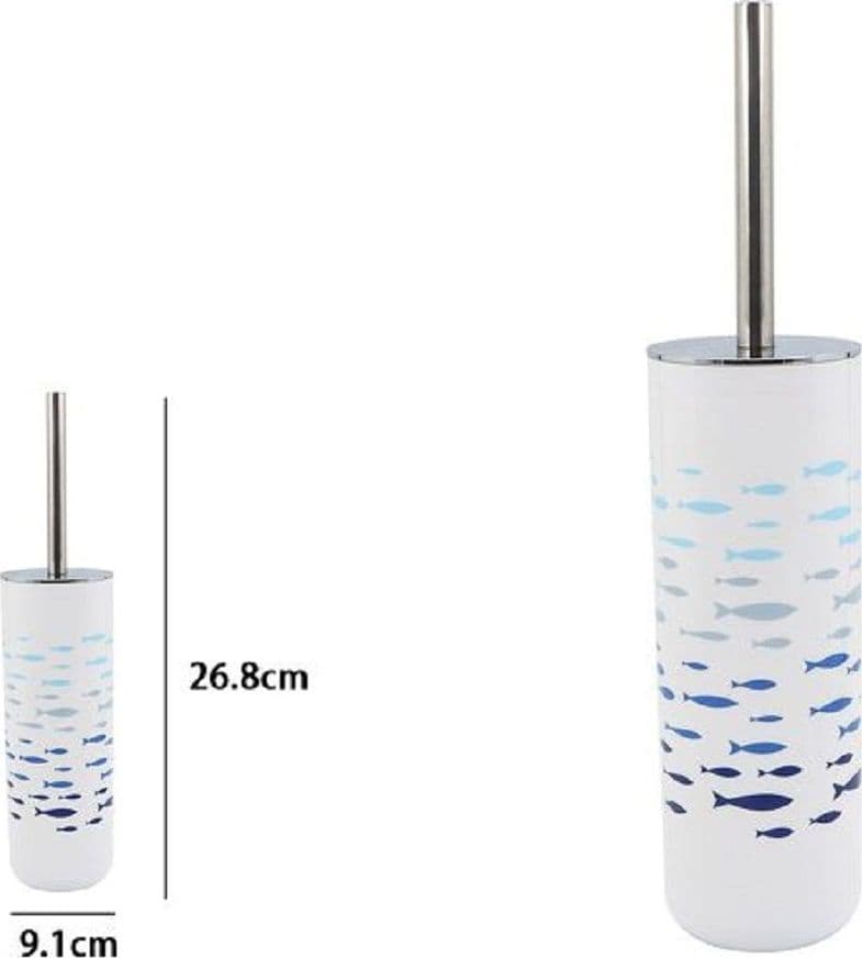 PORTASCOPINO IN PLASTICA PESCIOLINI 9.1X26.8 CM SCOPINO BAGNO WC TOILETTE 69884 - 2