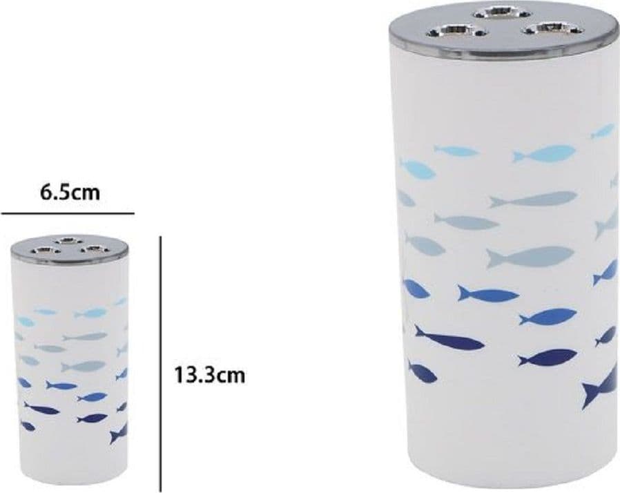 BICCHIERE PORTA SPAZZOLINO 3 FORI IN PLASTICA ACCESSORIO BAGNO PESCIOLINI 69882 - 2