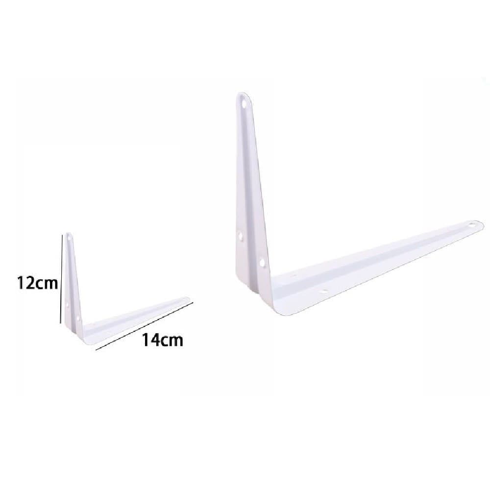 2PZ REGGIMENSOLA SUPPORTO STAFFA TRIANGOLARE MENSOLA METALLO 12X14CM BIANCA 07908 - 1