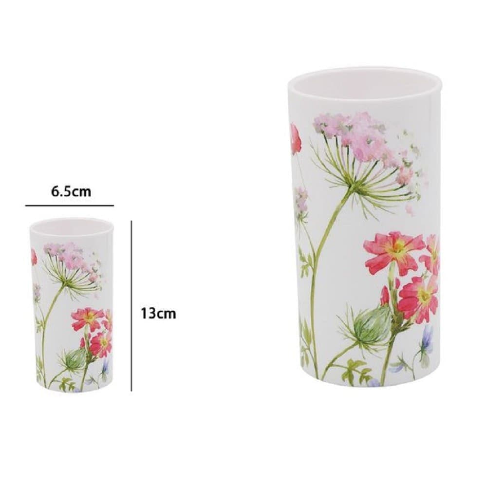 BICCHIERE PORTA SPAZZOLINO BIANCO IN PLASTICA ACCESSORIO BAGNO CON FIORI 69923 - 2