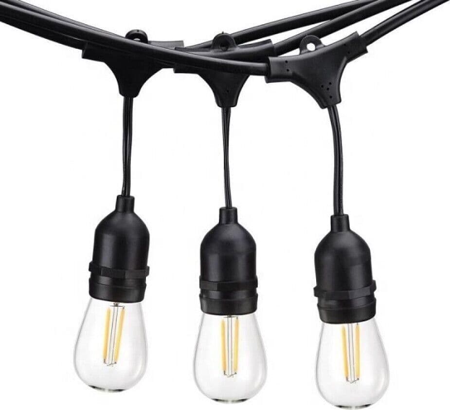 CATENA LUMINOSA DA ESTERNO MODULARE 10 LAMPADINE E27 CAVO 10 METRI IP65 NERO - 5