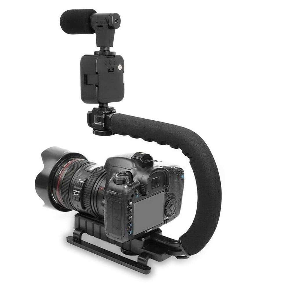 SUPPORTO STABILIZZATORE PORTATILE VIDEOCAMERA SMARTPHONE LUCE MICROFONO AY-49U - 6
