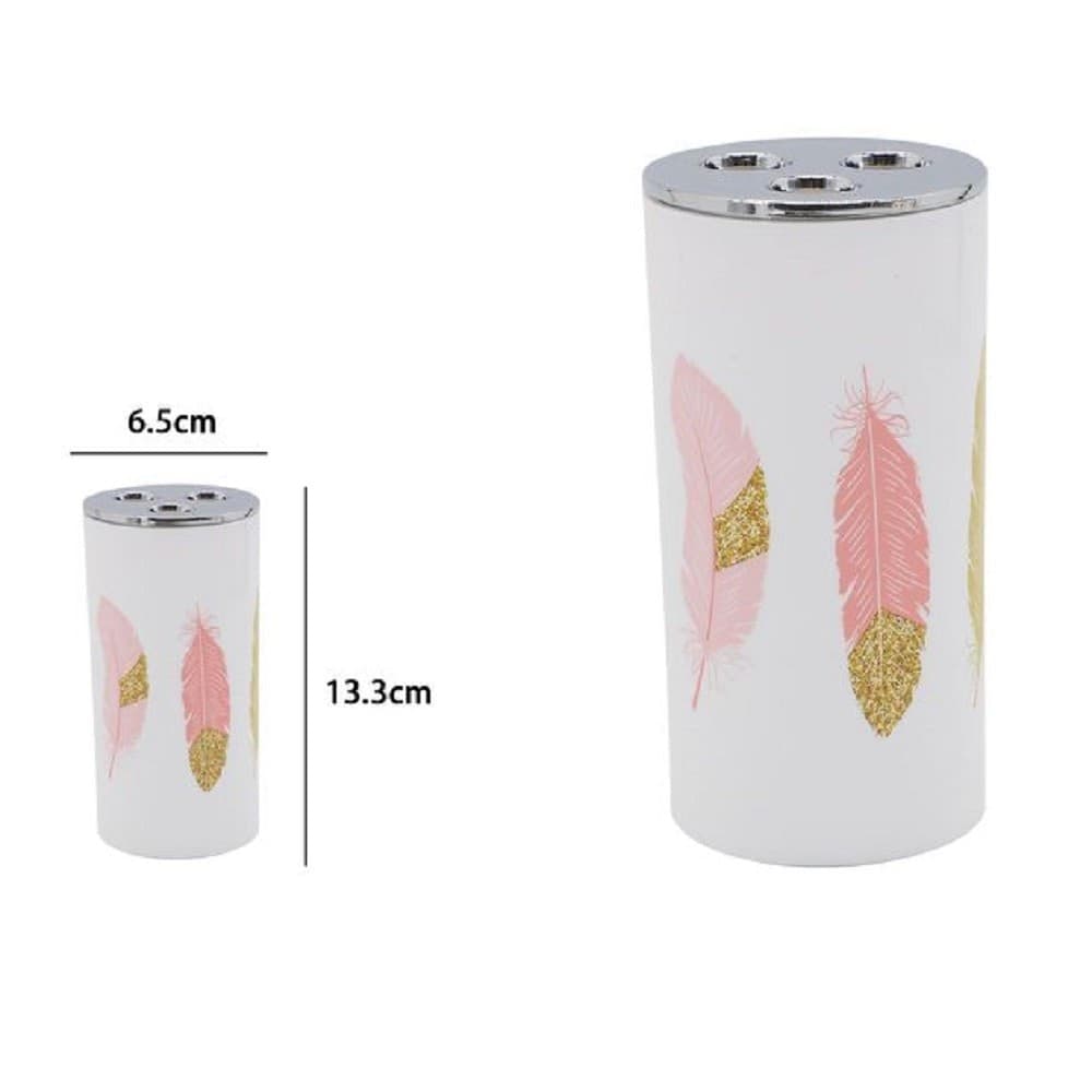BICCHIERE PORTASPAZZOLINO 3 FORI BIANCO PIUME IN PLASTICA ACCESSORIO BAGNO 69800 - 2