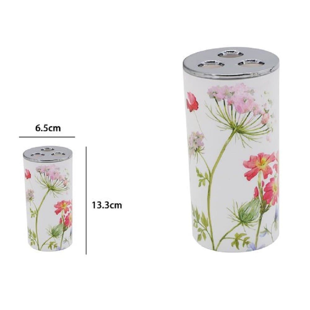 BICCHIERE PORTASPAZZOLINO 3 FORI BIANCO IN PLASTICA ACCESSORIO BAGNO FIORI 69924 - 2