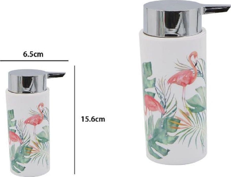 DISPENSER PORTA SAPONE LIQUIDO CILINDRICO IN PLASTICA 15,6 CM FENICOTTERI 69963 - 2