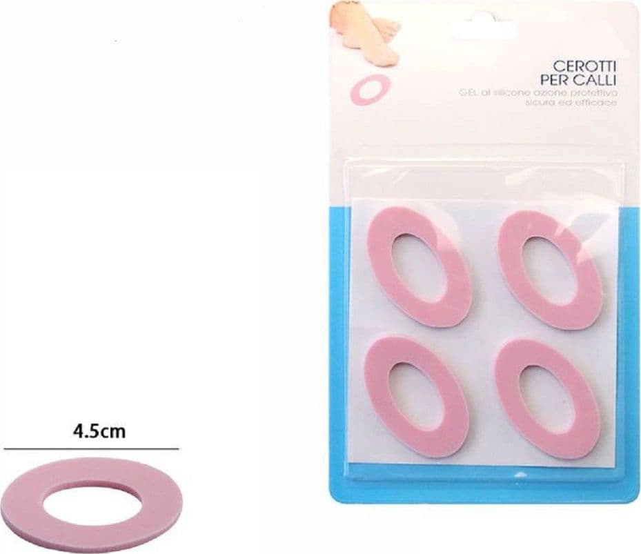 CONFEZIONE 4 PZ CEROTTI PER CALLI PROTEZIONE CURA PIEDI 4.5CM IN SILICONE 53492A