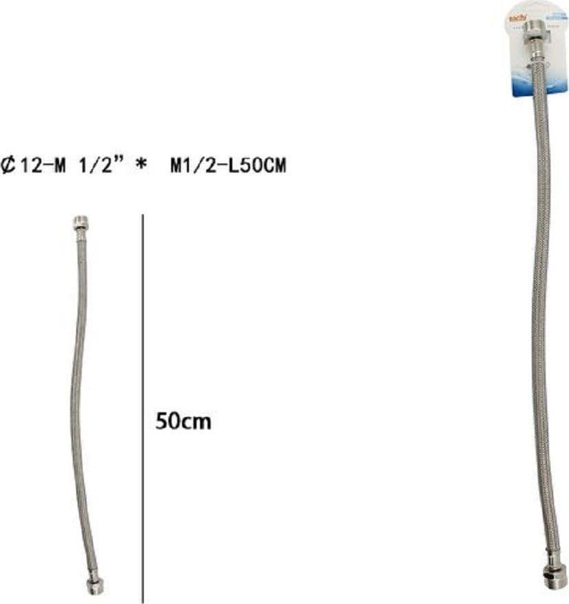 TUBO FLESSIBILE FLESSIBILI RUBINETTO MISCELATORE ACQUA 50 CM M 1/2 X M1/2 69399