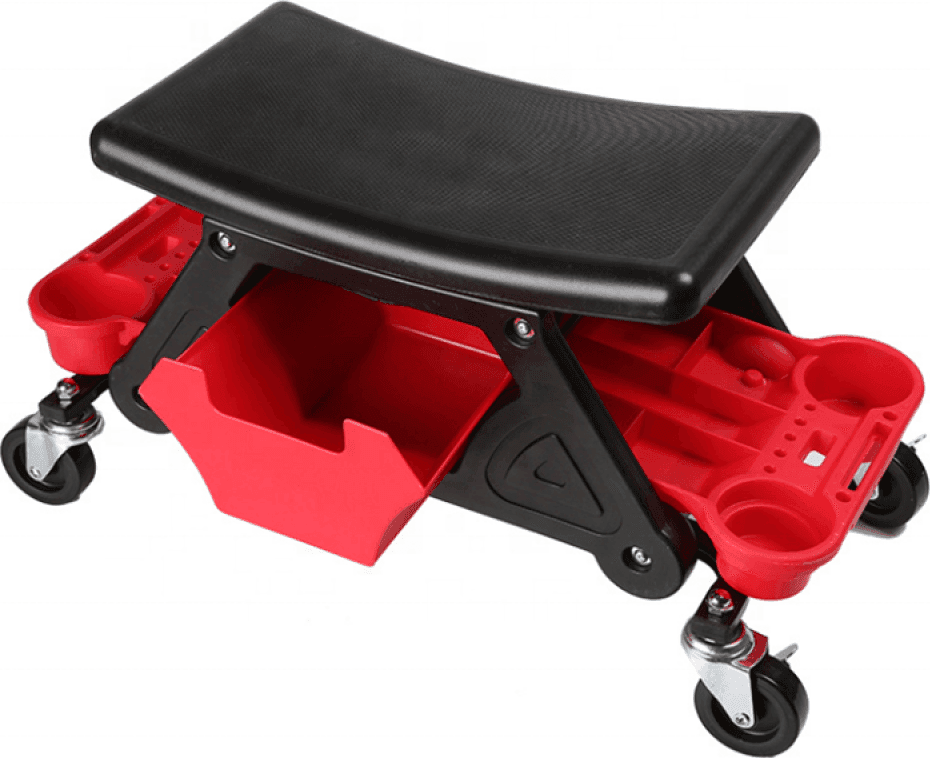 SGABELLO DA OFFICINA MECCANICO 136KG SEGGIOLINO CARRELLO AUTO MOTO CON 4 RUOTE - 2
