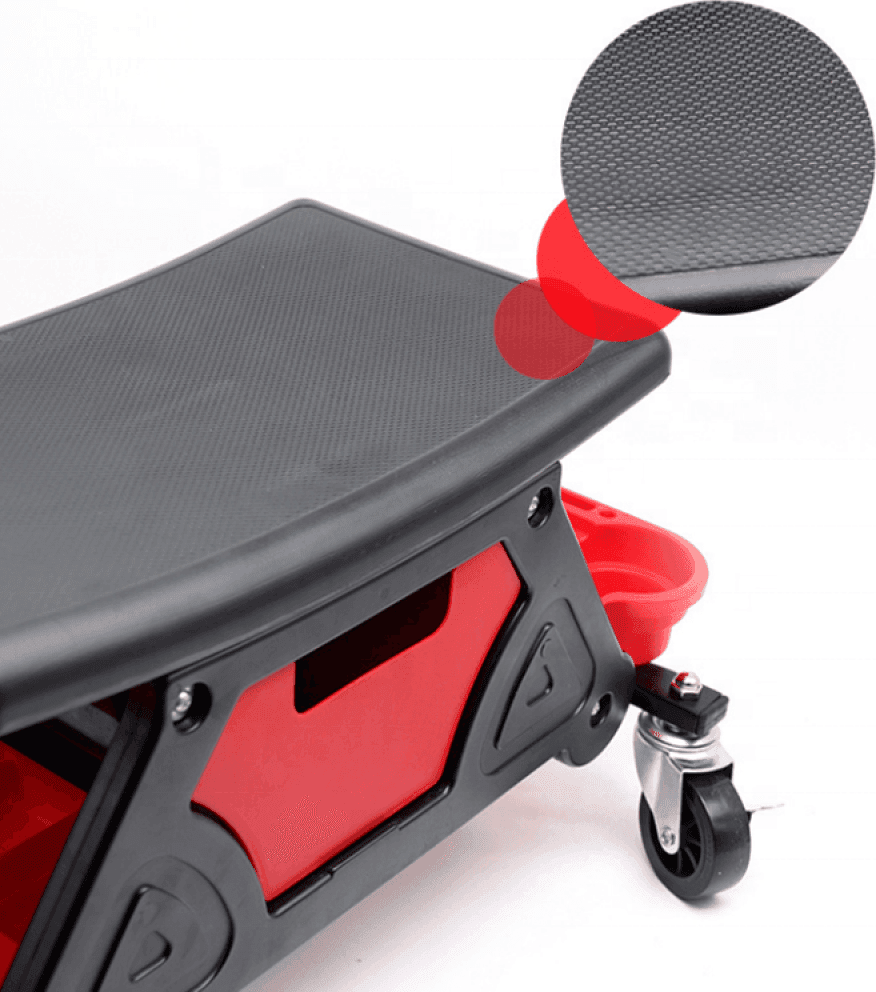 SGABELLO DA OFFICINA MECCANICO 136KG SEGGIOLINO CARRELLO AUTO MOTO CON 4 RUOTE - 4