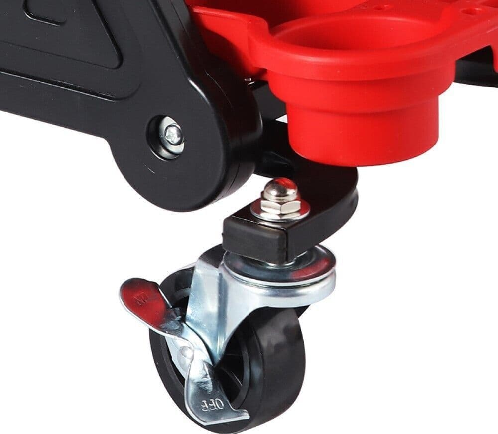 SGABELLO DA OFFICINA MECCANICO 136KG SEGGIOLINO CARRELLO AUTO MOTO CON 4 RUOTE - 6
