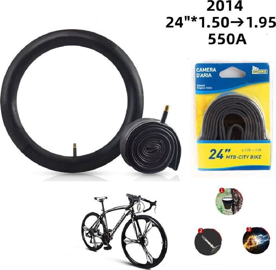 CAMERA D'ARIA RUOTE BICI MTB 24" X 1.50 - 1.95 550A VALVOLA REGINA ITALIA 2014 - 2