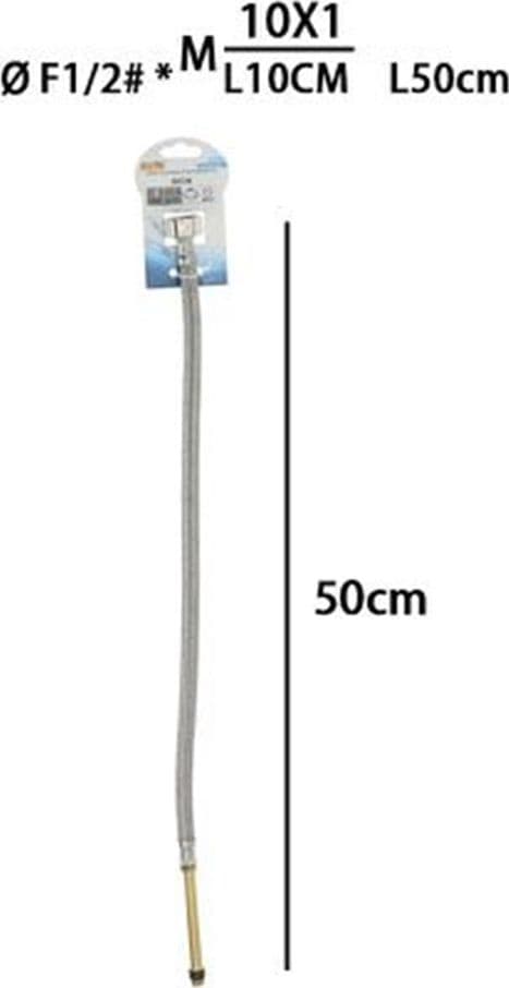 TUBO FLESSIBILE FLESSIBILI RUBINETTO MISCELATORE ACQUA 50CM F 1/2 X M10/1 69396 - 3