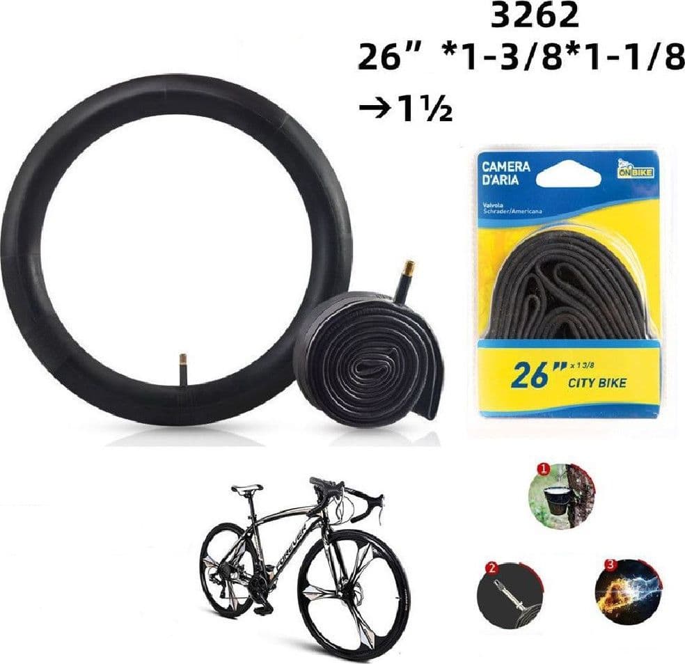 CAMERA ARIA BICI 26" 650A/B X1 3/8 X1 1/8 1 1/2 VALVOLA SCHRADER AMERICANA 3262 - 2
